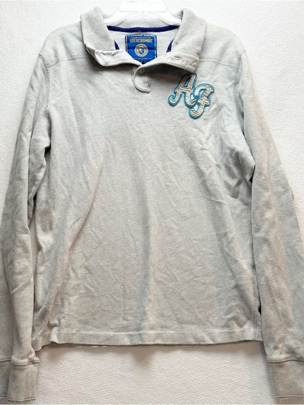 Y2K vintage Abercrombie & Fitch Light Gray Long Sleeve Polo